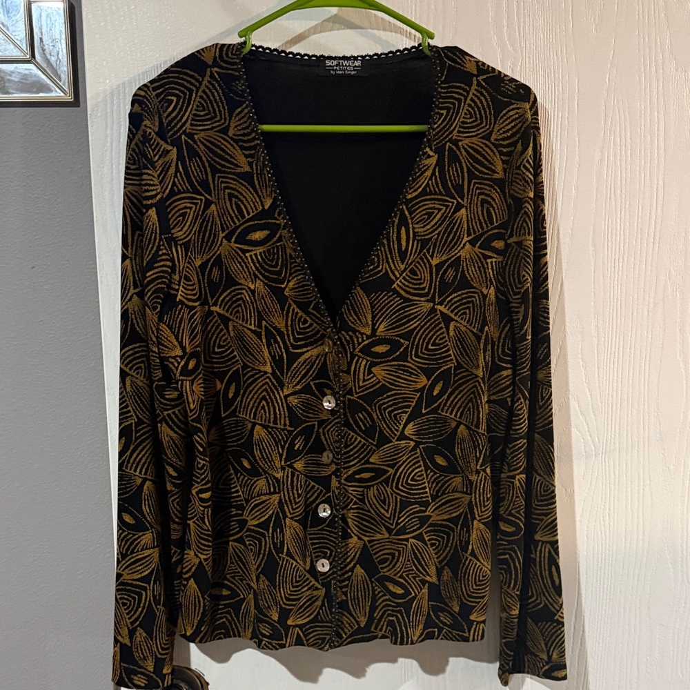 Sophie Max Black and Gold Patterned Cardigan